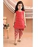 Kinder Kids Sleeveless Gota Lace Embellished & Abstract Printed Kurta With Dhoti - Red