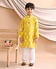 Kinder Kids Full Sleeves Ethnic Motif  Designed Kurta Pyjama - Yellow