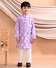 Kinder Kids Full Sleeves Ethnic Motif  Designed Kurta Pyjama - Purple