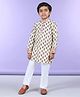 Kinder Kids Full Sleeves Floral Printed Kurta Pyjama - Off White