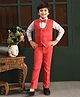BT DEZINES Cotton Full Sleeves Solid 3 Piece Party Suit Set With Bow - Candy Red