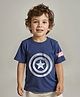 Babyhug Marvel Single Jersey Knit Half  Sleeves T-Shirt with Captain America Print - Blue