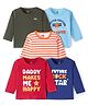 Doodle Poodle 100% Cotton Knit Full Sleeves T-Shirts With Stripes & Text Print Pack of 5 - Multicolour