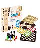 Clapjoy Wooden 4in1 Board Game for Kids & Adults|Ludo & Chess|Snake Ladder & Tic Tac Toe Party & Fun Games Board Game