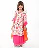 Babyhug Cotton Woven Three Fourth Sleeves Floral Printed Kurta & Palazzo Set with Dupatta - Off White