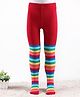 Cute Walk by Babyhug Knit Antibacterial Striped Footed Tights - Red
