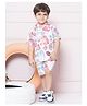 AJ Dezines Cotton Half Sleeves  Abstract Printed Shirt & Shorts Set - Cream