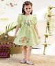 Tiny Twills Half Sleeves Floral Embroidered  Dress - Pista Green
