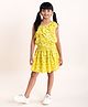 Kiddopanti One Shoulder Mirror Printed Frill Detailed Dress - Yellow