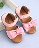 Babyoye  Sandals with Velcro Closure & Stripe Bow Applique - Pink
