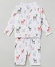 The Boo Boo Club  100% Organic Cotton Woven Full Sleeves Deer  Printed Night Suit -   White