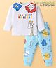 Babyoye 100% Cotton Knit Full Sleeves Night Suit with Animals Print - Light Blue & White