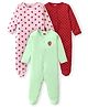 Babyhug Interlock Cotton Knit Full Sleeves Footed Sleep Suit with Fruit & Polka Dots Print Pack of 3 - Multicolour