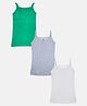 Kiddopanti Pack Of 3 Sleeveless Solid Camisoles  - Green Grey Melange & White