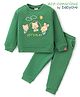 Babyoye 100% Cotton Quilted Full Sleeves T-Shirt & Lounge Pants Set With Cute Teddies Patch - Green