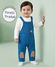 Babyoye 100% Cotton Quilted Full Sleeves T-Shirt & Dungaree Set Animal & Text Print - Blue