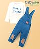Babyoye 100% Cotton Quilted Full Sleeves T-Shirt & Dungaree Set Animal & Text Print - Blue