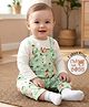 Babyoye 100% Cotton Quilted Dungaree With Full Sleeves Inner Tee & Animal Print - Multicolour