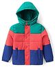 Babyhug Woven Full Sleeves Padded Hooded Jacket with Cut & Sew Design - Orange & Blue