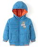 Babyhug Woven Full Sleeves Hooded Padded Jacket with Text Embroidery - Blue & Orange