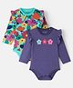 Bonfino 100% Cotton Full Sleeves Onesies With Floral Print & Frill Detailing Pack Of 2 - Green & Blue