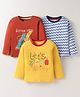 OHMS Single Jersey Knit Full Sleeves T-Shirts with Text Print Pack of 3 - Red Yellow & Blue