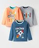 OHMS Single Jersey Knit Full Sleeves T-Shirts with Text Print Pack of 3 - Navy Blue Orange & Grey