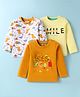 OHMS Single Jersey Knit Full Sleeves T-Shirt with Text & Dino Print Pack of 3 - Orange Yellow & White