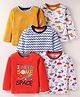 OHMS Single Jersey Knit Full Sleeves T-Shirts With Dino & Boat Print Pack of 5 - Multi Colour