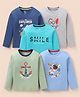 OHMS Single Jersey Knit Full Sleeves Text Printed T-Shirts Pack of 5- Blue Green & Grey