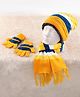 Pine Kids Woollen Knit Color Block Cap Gloves & Muffler Set - Yellow Blue & White