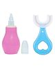 Baby Silicone Blue Nose Cleaner Nasal Aspirator with U-shaped Soft Silicone Mouth Cleaning Toothbrush For Kids