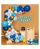 Special you Blue theme Birthday Decoration items for Kids includes Blue, white and metallic gold balloons with happy birthday banner and arch tape for balloon garland- 63 Items