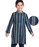 EARTHY TOUCH Knit  Full Sleeves Printed Kurta - Navy Blue
