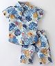 Ruff Cotton Woven Half Sleeves Shirt & Shorts Co-Ord Set With Tropical Print - Blue