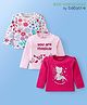 Babyoye 100% Cotton Full Sleeves  Floral & Butterfly Printed Tops Pack of 3 -  Pink & White