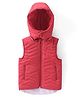 Babyhug Sleeveless Padded Hooded Solid Colour Jacket - Red