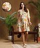 MomToBe Three Fourth Sleeves Floral Printed Maternity Dress With Concealed Zipper Nursing Access - Multi Colour