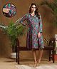 MomToBe Three Fourth Sleeves Abstract Printed Maternity Dress - Multi Colour