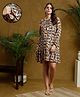 MomToBe Three Fourth Sleeves Abstract Printed Maternity Dress With Concealed Zipper Nursing Access - Multi Colour