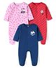 Babyhug Disney Interlock Knit Full Sleeves Footed Sleep Suits with 101 Dalmatians Graphics Pack of 3 - Red Navy & Pink