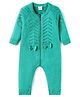 Babyhug Knit Full Raglan Sleeves Winter Wear Romper with Cable Knit Design & Bow Applique - Green