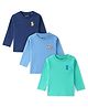 Bonfino 100% Cotton Full Sleeve T-Shirts With Bear & Reindeer Print Pack Of 3 - Navy Sky & Green