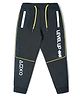 Nino Togs Cotton Looper Level Up Text Printed Full Length Joggers - Black