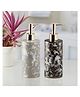 Kookee Ceramic Soap Dispenser liquid handwash pump for Bathroom, Set of 2, Black/Grey (10531)- 400 ml