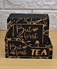 Kookee Wooden Coasters Set of 6 with Holder, Square, Black Golded