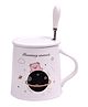 Kookee Fancy Ceramic Coffee or Tea Mug with Lid and Handle with Spoon (8415)