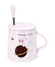 Kookee Fancy Ceramic Coffee or Tea Mug with Lid and Handle with Spoon (8416)