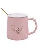 Kookee Fancy Ceramic Coffee or Tea Mug with Lid and Handle with Spoon (8404)-350 ml