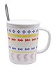 Kookee Fancy Ceramic Coffee or Tea Mug with Lid and Handle with Spoon (8537)